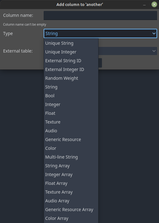 Database - Column Value Types