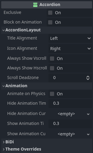 Accordion Properties