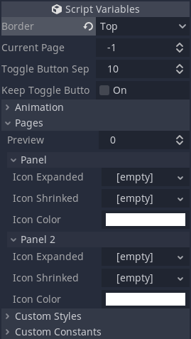 Two Pages Expandable Panel - Inspector