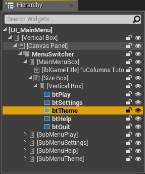 UI Main Menu Hierarchy
